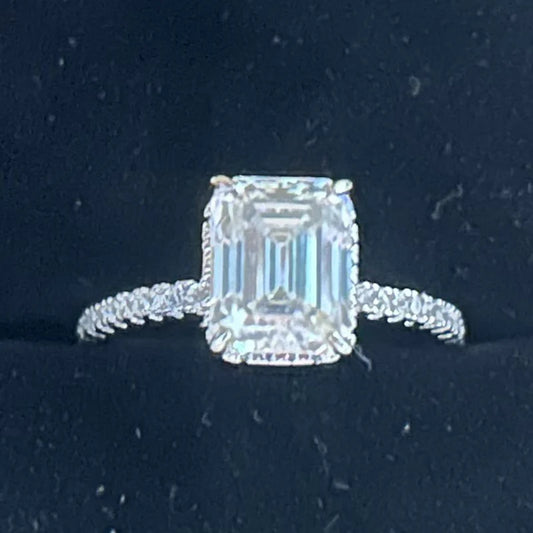 One piece of S925 sterling silver eternity ring set with a cushion-cut moissanite ranging from 1 to 4 carats, perfect for a wedd