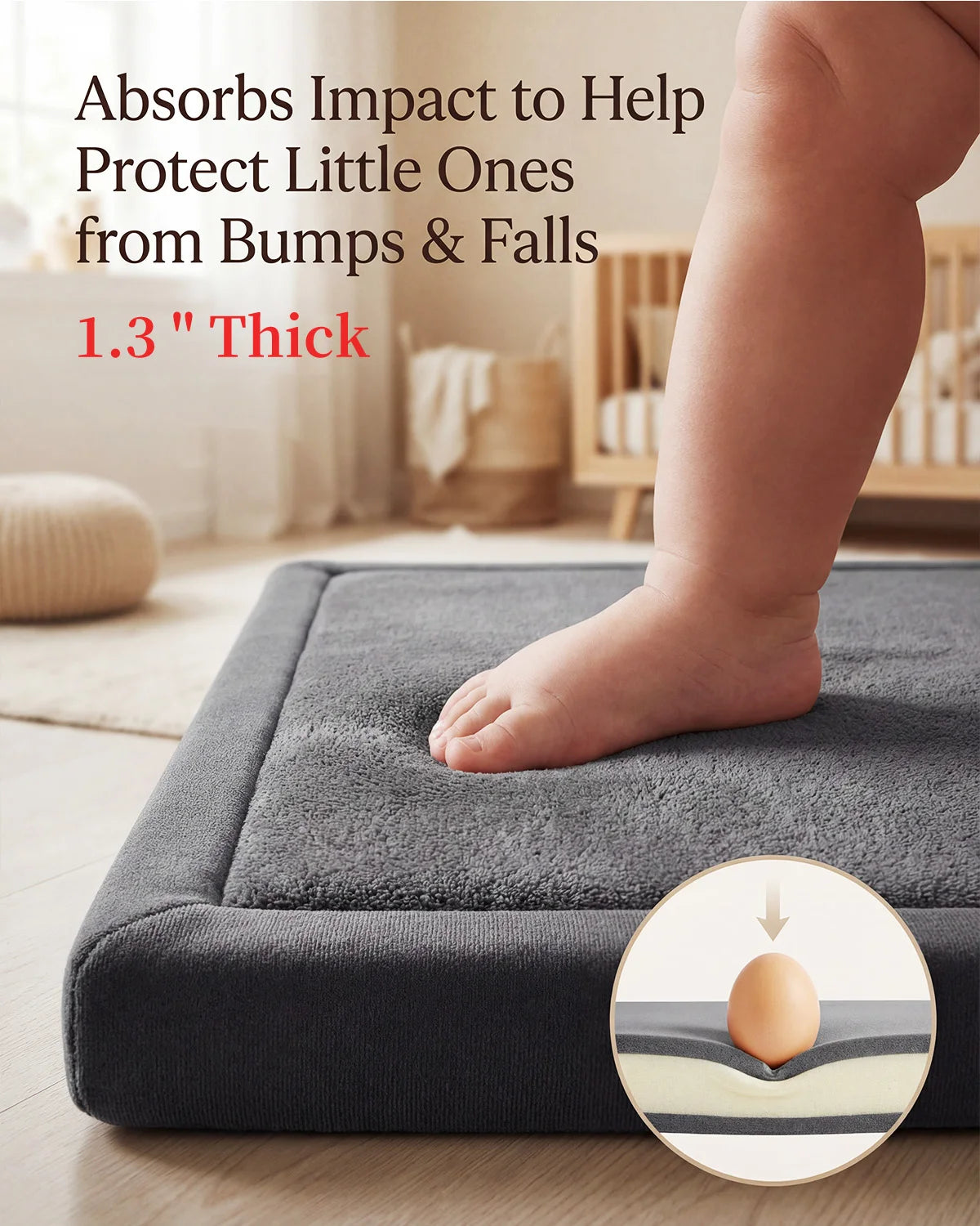 Goyuu Baby Play Mat for Floor Playpen Mat 1.3" Thick Elasti-Foam Padded Cushioning Non-Slip Playroom Tatami-Style Nursery Mat for Tummy Time & Crawling for Babies Toddlers Infants