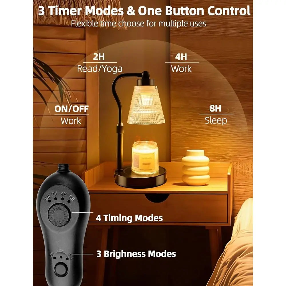 Candle Warmer Lamp or Jar Candles, Height Adjustable & Dimmable with 2/4/8H Timer, 2*50W Hgen Wax Melter Warmer for Home Office