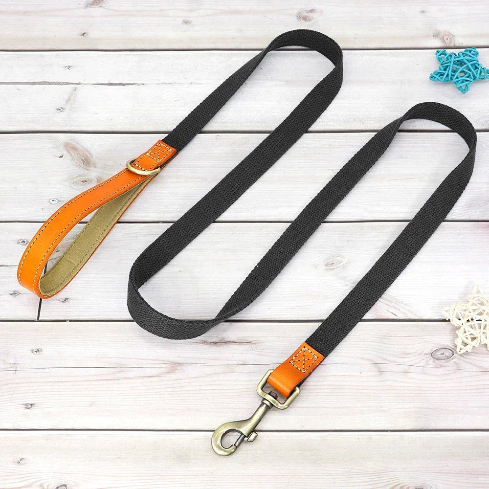 Nylon Custom Dog Puppy Collar Leash Set Personalized Genuine Leather Pet Nameplate ID Tag Accessories Collars Pet Products Perro