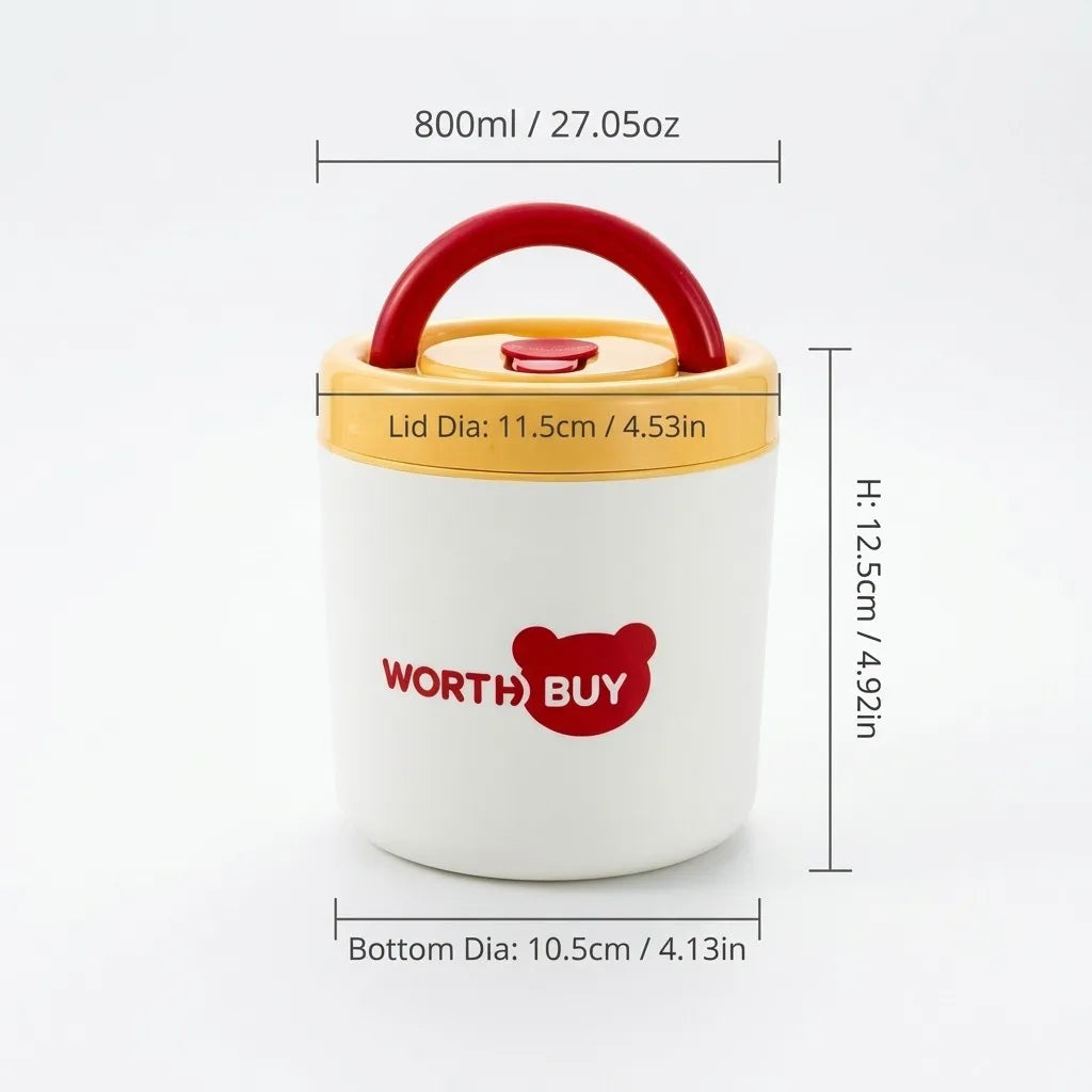 304 Stainless Steel Insulated Lunch Box With Handle Portable  Leak-proof Double Layer Bento Box For Kids Students Microwave Safe
