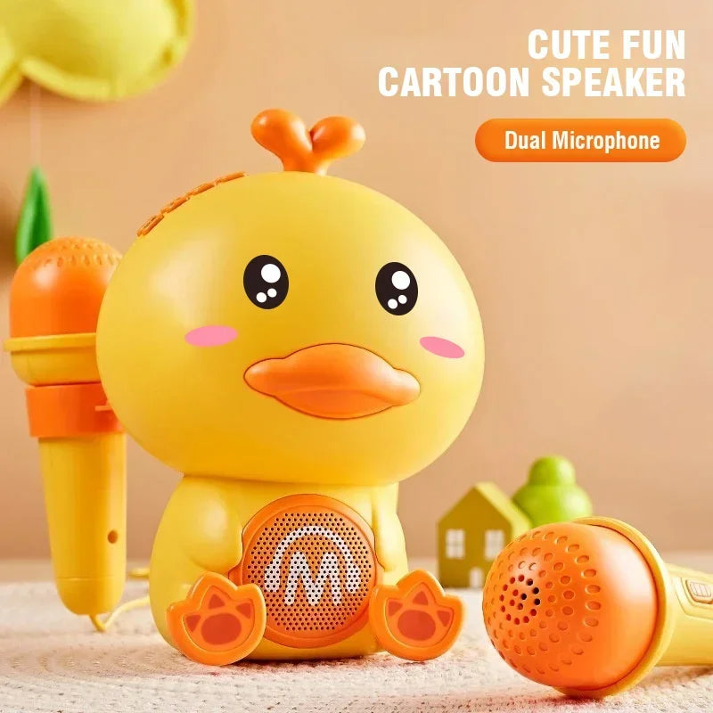 Cute Duck Singing Vocal Toys with 2 Mocrophone Bluetooth Karaoke Portable Speaker Sound Early Education Machine Children Gift