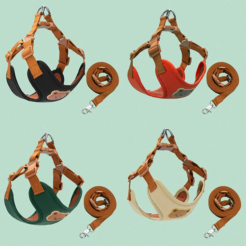 Dog Harness Leash Set Small Medium Dog Cat Vest Puppy Chest Strap French Bulldog Chihuahua Harness Breathable Vest Pet Supplies