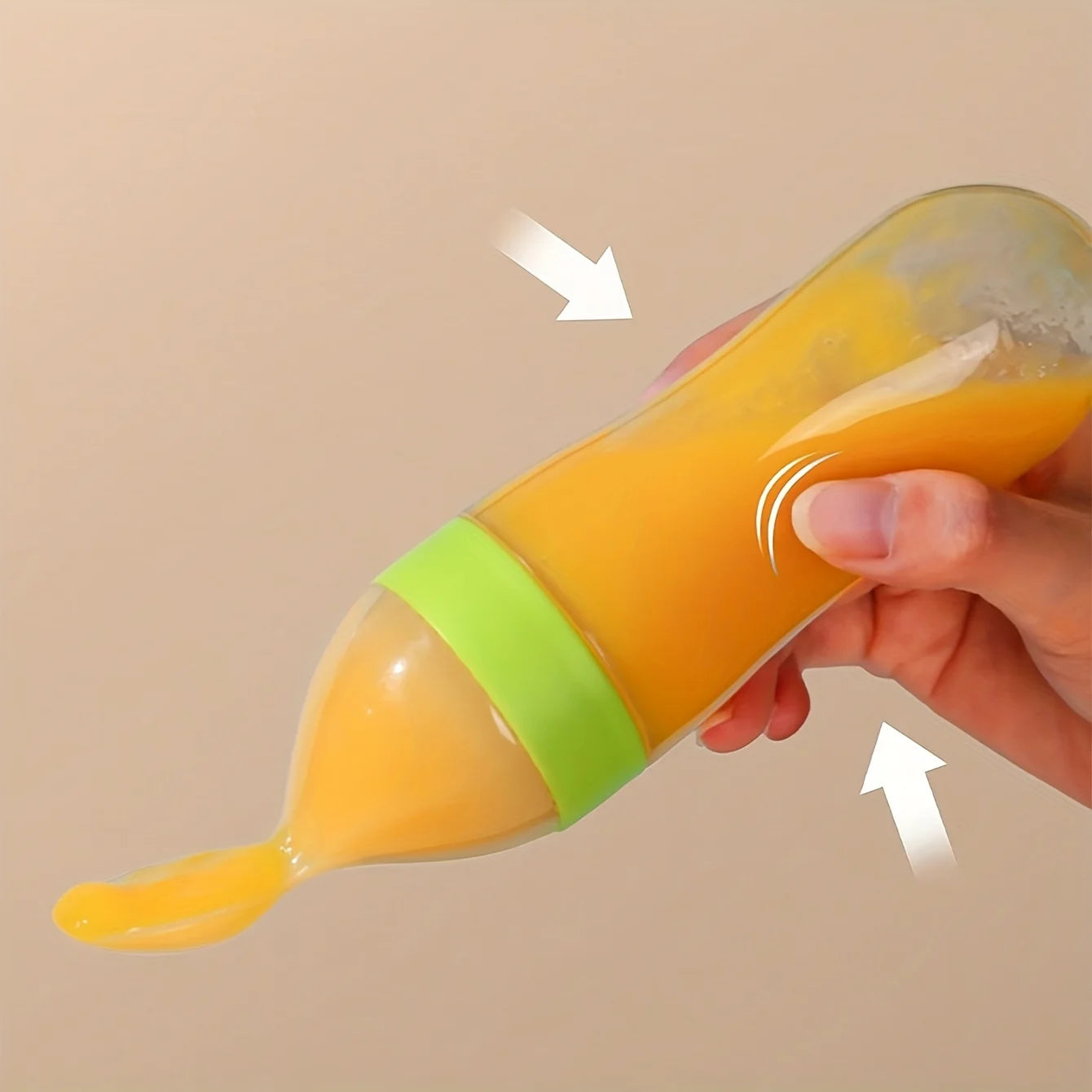 3pcs/2pcs 90ml/3oz Silicone Baby Bottle with Spoon Feeder and Suction Cup,Food Supplement Rice Cereal Squeeze Bottle Spoon Milk Feeding Bottle