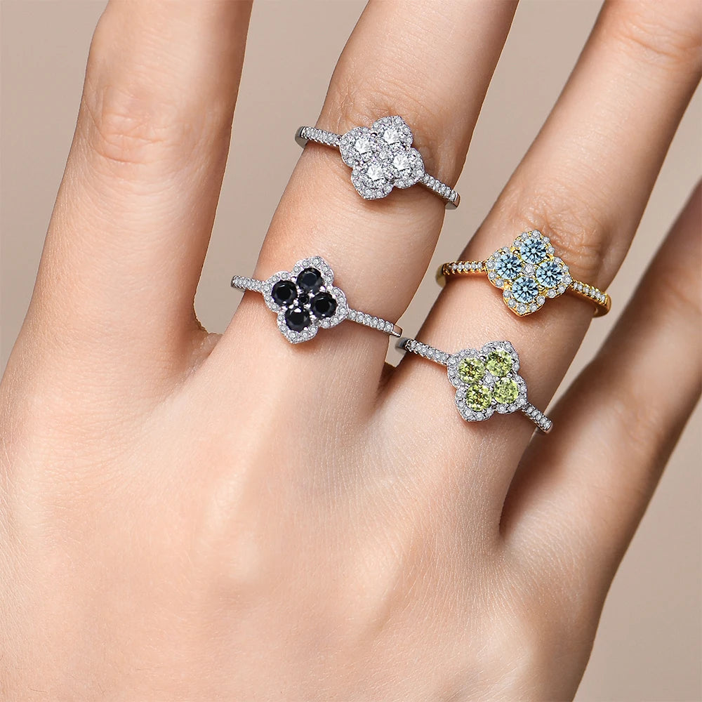S925 Sterling Silver Halo Classic Moissanite Rings for Women Girls Anniversary Gifts Fine Jewelry Shipping from the USA