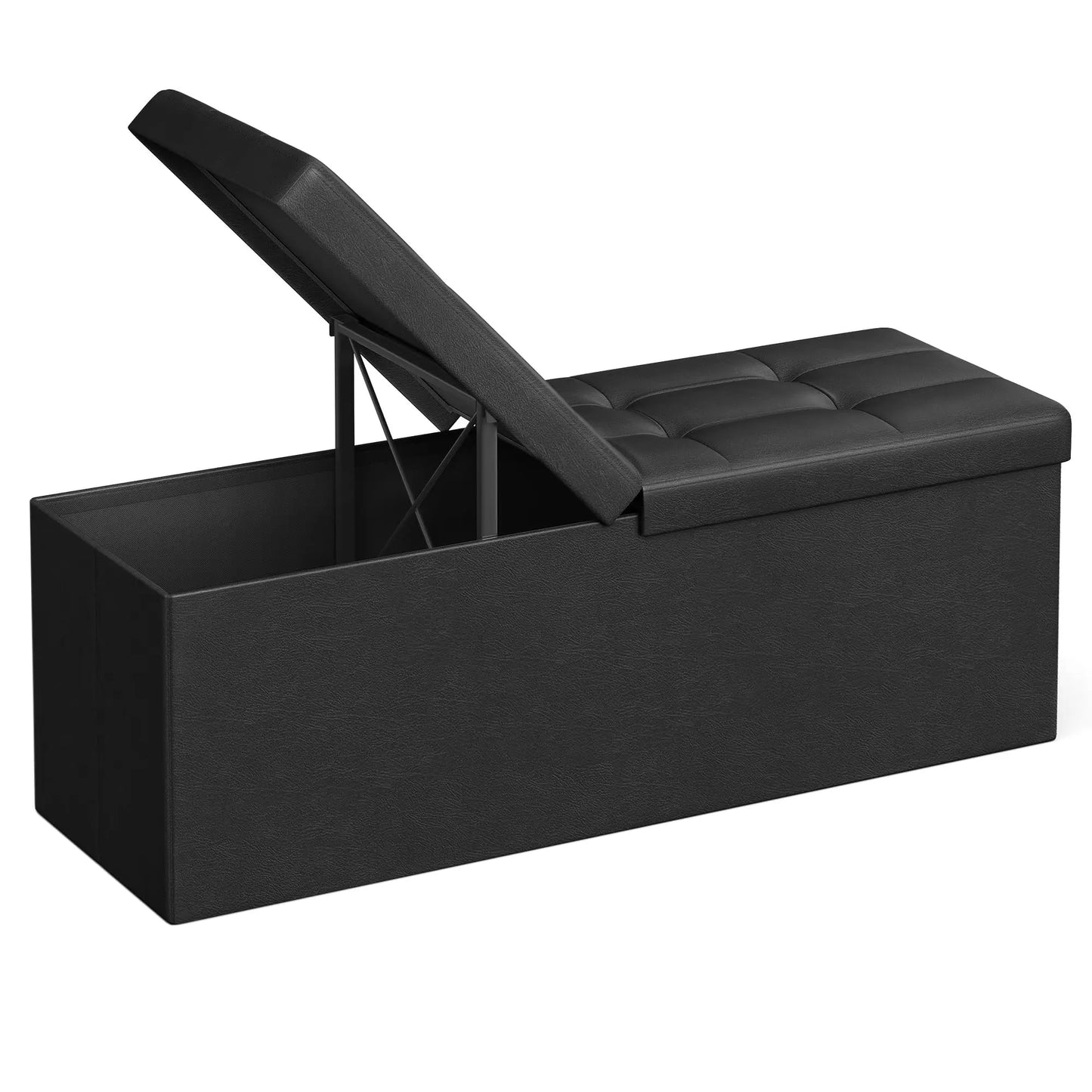 Collection - 43 Inches Storage Ottoman Bench With Flipping Lid, Storage Chest With Iron Frame Support, Load 660 L