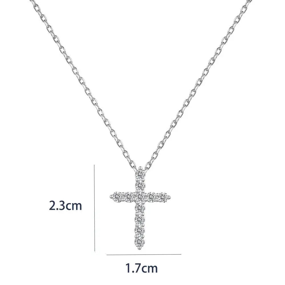 Cultivate diamond high-end cross necklace 925 pure silver K gold lock bone chain