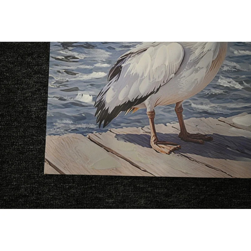 Large Blue Ocean Seagull Canvas Art for Living Room, Modern Coastal Seascape Wall Decoration, 22" x 44
