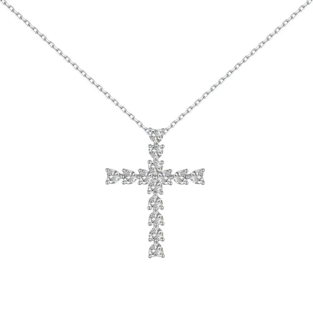 Cultivate diamond high-end cross necklace 925 pure silver K gold lock bone chain