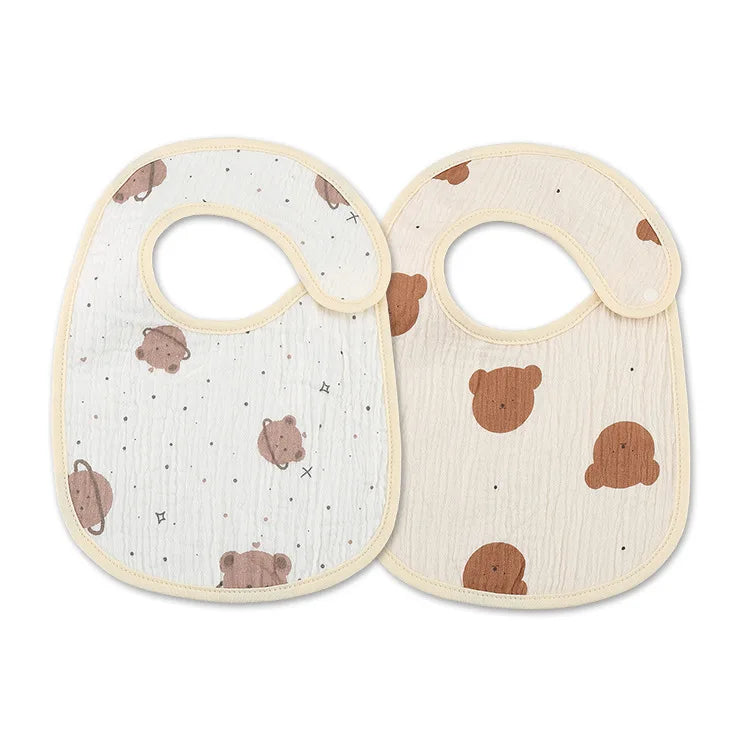 2pcs/set Summer Waterproof Baby Bibs New Cute Cotton Infant Bib Newborn Burp Cloths for Kids Boy Girl Soft Feeding Saliva Towel