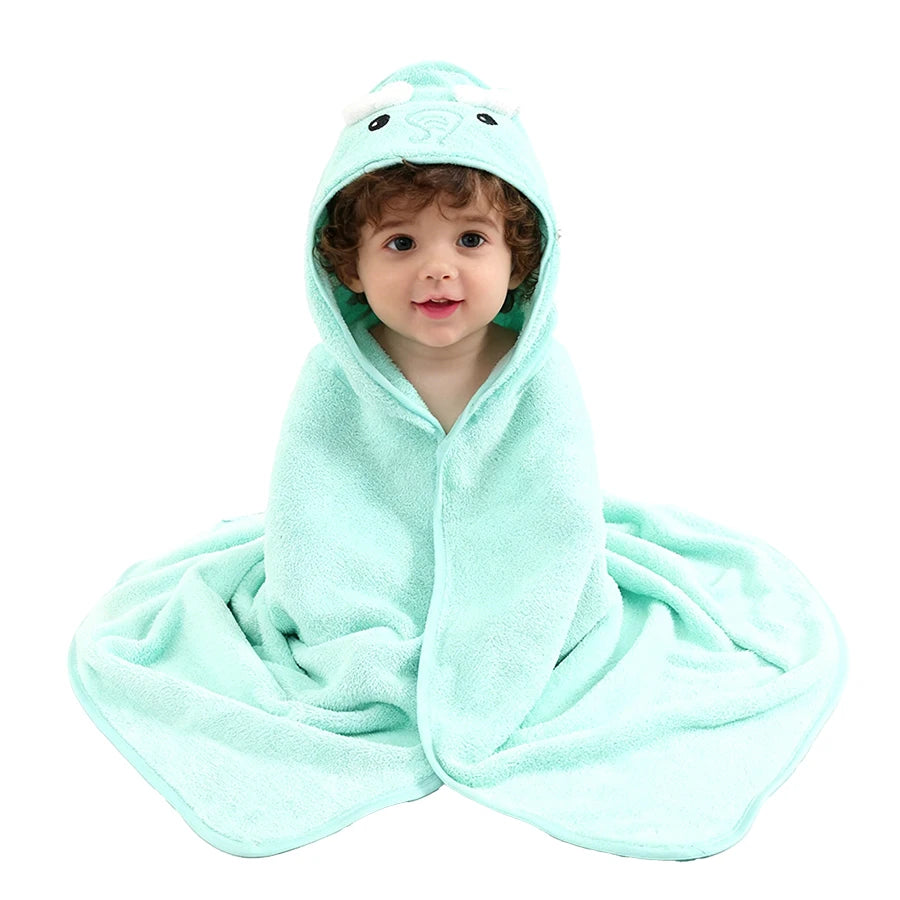 A Soft and Absorbent Baby Bath Towel, Cartoon Design, Thin for Summer, Newborn Bath Towel, a Must-Have for Babies.