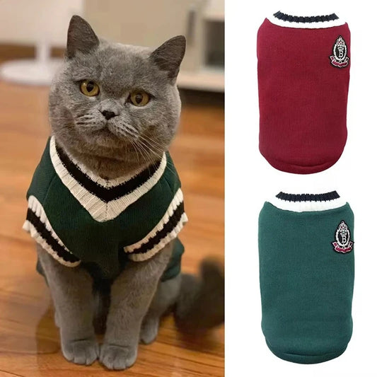 Pet Cat Solid Costume Autumn Winter Christmas Sweater For Small Dogs Kitten Pullover Puppy Vest Clothes Kitty Jacket Outfits