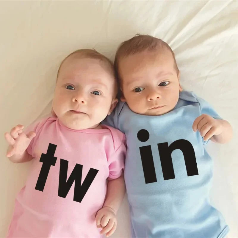 Letter Print Newborn Infant Baby Boys Girls Black Bodysuit Twins Romper Jumpsuit Outfits Hipster Baby Clothes 0-24M