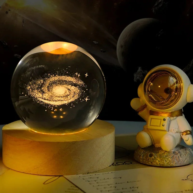 Aesthetic Moon Crystal Sphere Creative Clear Glass Galaxy Globe Night Light Crystal Ball Lamp Desktop Decoration Home Ornament
