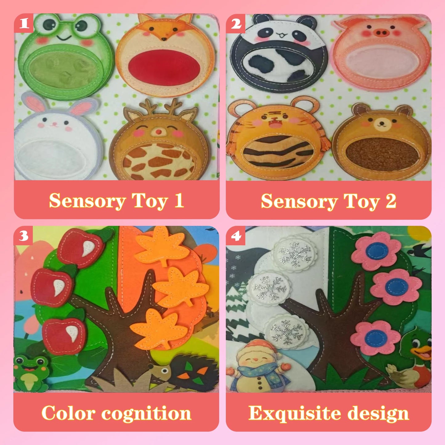 Children's baby Early Education Intelligence Learning baby Toys Felt Learning Board, Busy Board, Busy Book, Cloth Book, Including Life Skills, Alphabet, Numbers, Shapes Colors, Animals, Weather, Toddler Travel Toys, Birthday