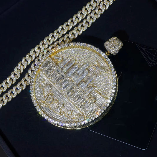 LYEE CYEE Luxury Full Diamond Two Color ASTROWORLD City Hip Hop Letter Pendant Necklace Round Cut Rap Singer Pendant Men and Women Fashion Street Party Gift Decorations Birthday Gifts Valentine's Day Gifts Unique Jewelry