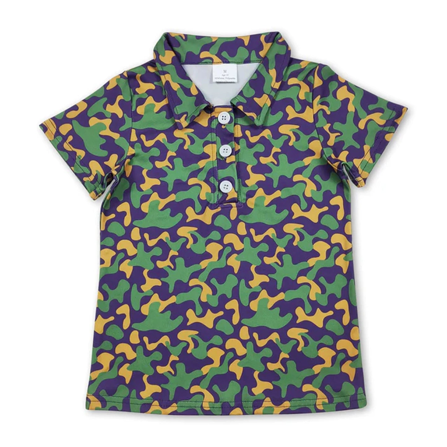 Kids Camo Print Short Sleeve Polo Shirts Soft Stretch Casual Toddler Boys Girls Lapel Tee Summer Children Camouflage Top