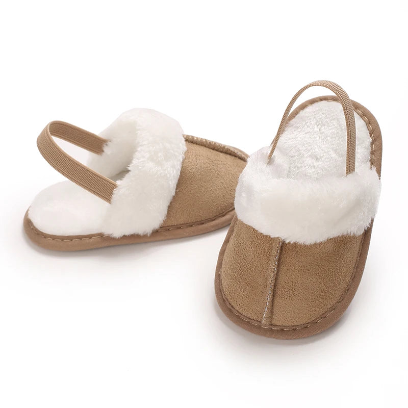 0-18M male and female baby autumn and winter cotton slippers with plush insulation soft sole comfortable indoor walking shoes