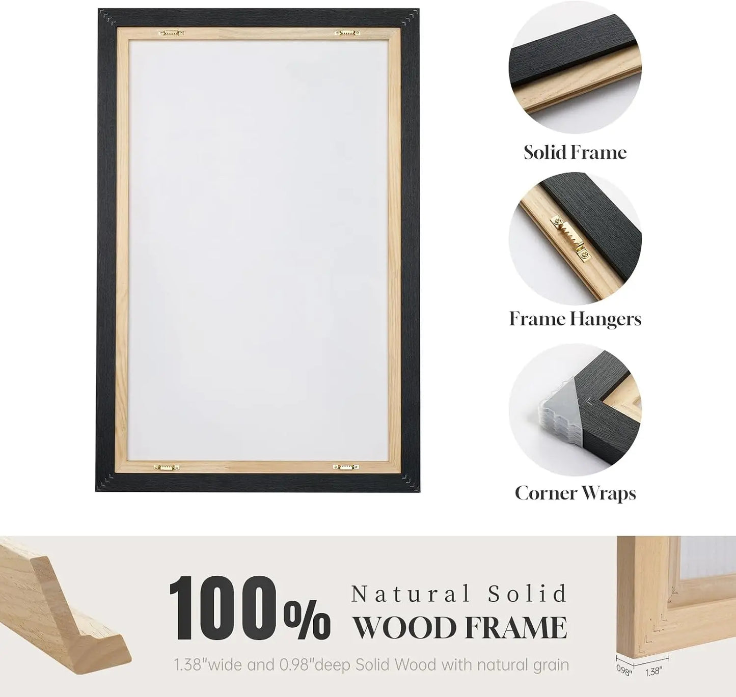 Framed Neutral Abstract Wall Art Set of 2, Black Beige Modern Canvas Prints Paintings Artwork for Walls, Minimalist Block Lines Pictures for Living Room, Dining Room, Bedroom Wall Decor 16x24 In
