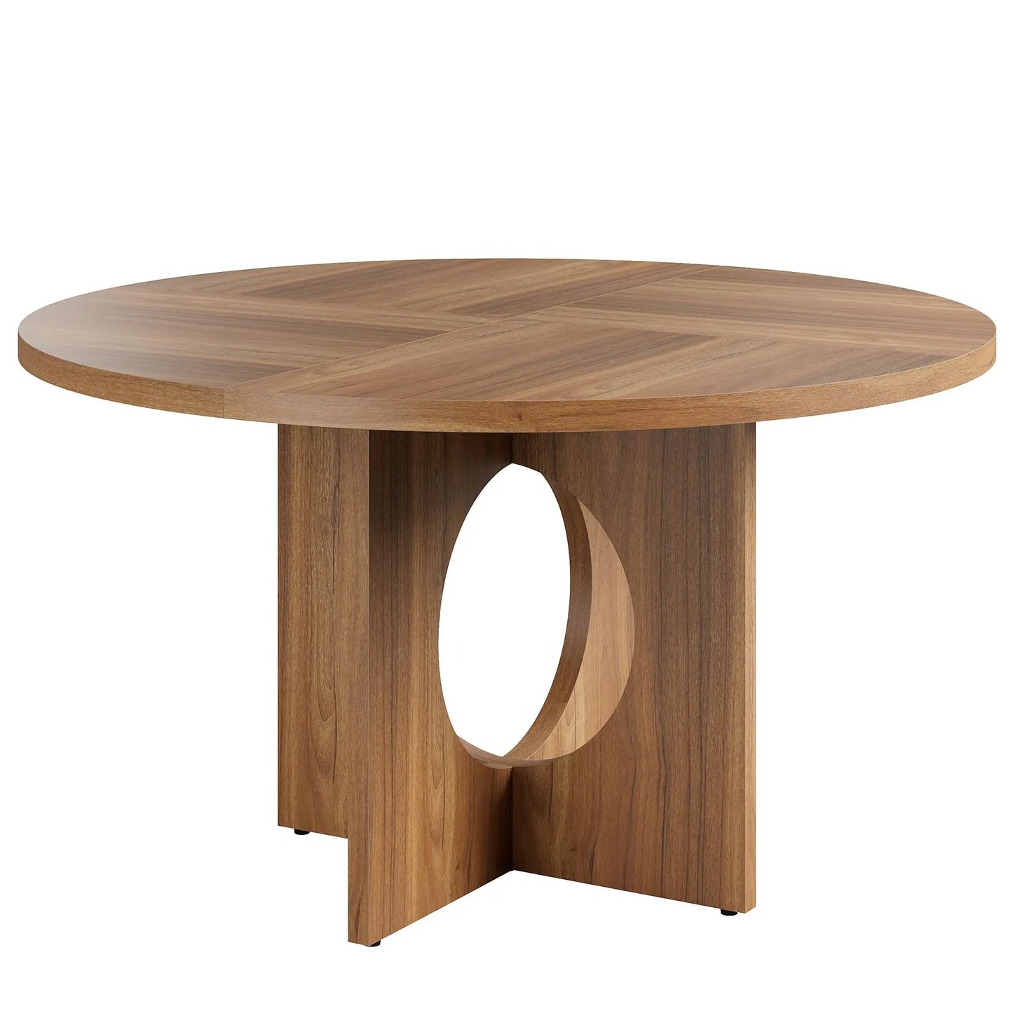 Round Dining Table for 4-6, Wood Dining Room Table, Kitchen Dinner Tables | 47.2'' Farmhouse Dining Room Table with Wooden Pedestal Base, Circle, for Living Room, Balcony, Apartment, O-Shape