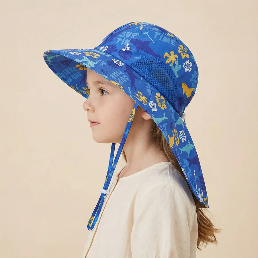 Side Net Fabric Children's Sun Hat with Side Mesh, Sun Hat for Protection From The Sun, Sunshade Shawl Hat, Original Large Brim