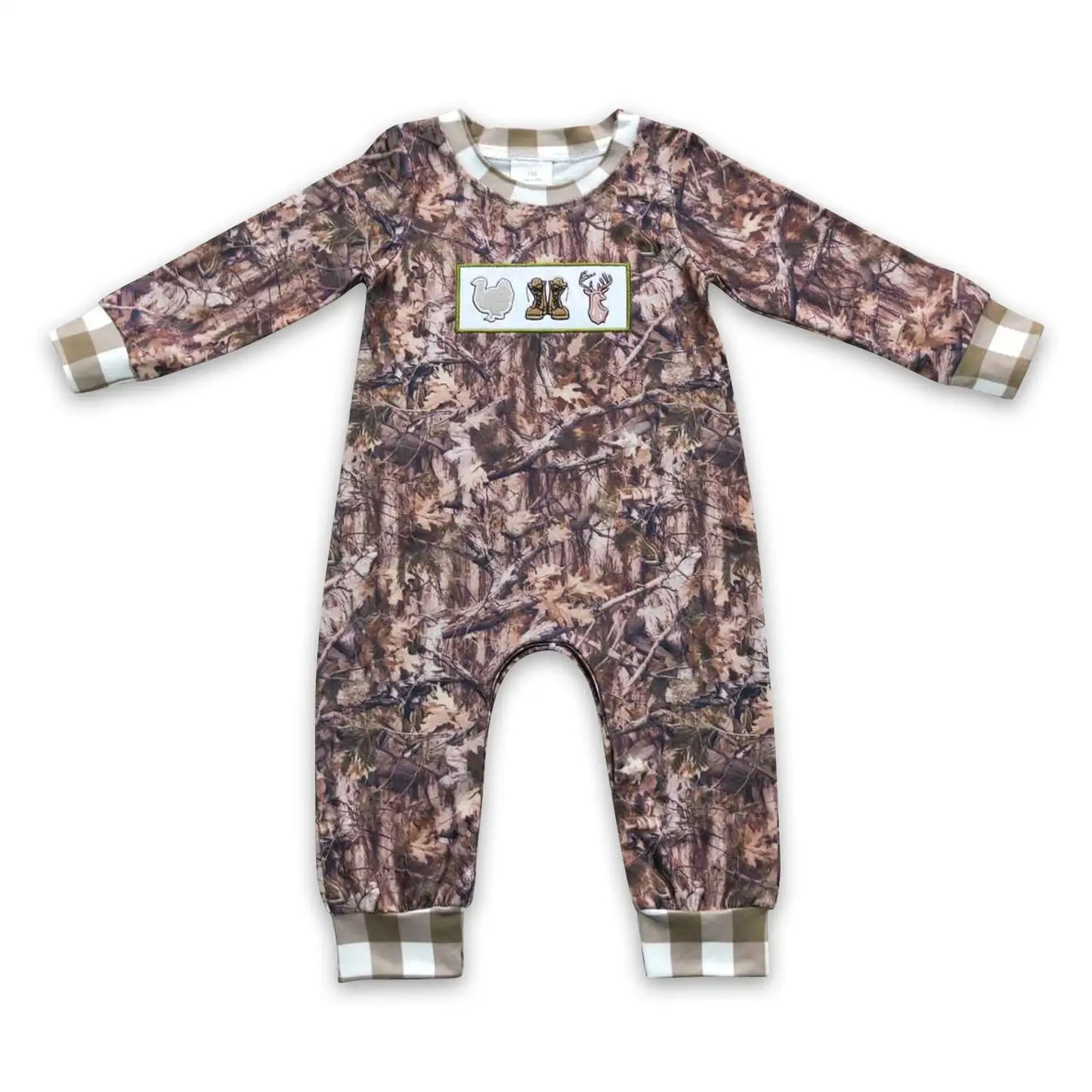 Baby Boys Hunting Boots Turkey Deer Camo Fall Rompers