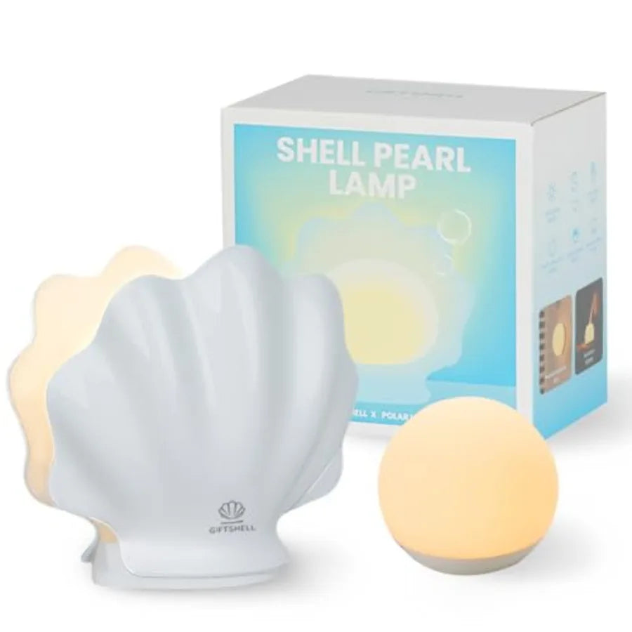 Shell Bedside Table Lamp with Wireless Charger - Stepless Dimmable Nightstand Light for Bedroom and Dorm - Aesthetic Shell Mood