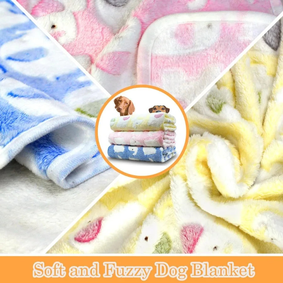 3Pack Washable Dog Blankets for Medium to Large Dogs Soft Fuzzy Pet Throw Cover 41 x 31 Ideal for Kennel Crate Beds Indoor Outd