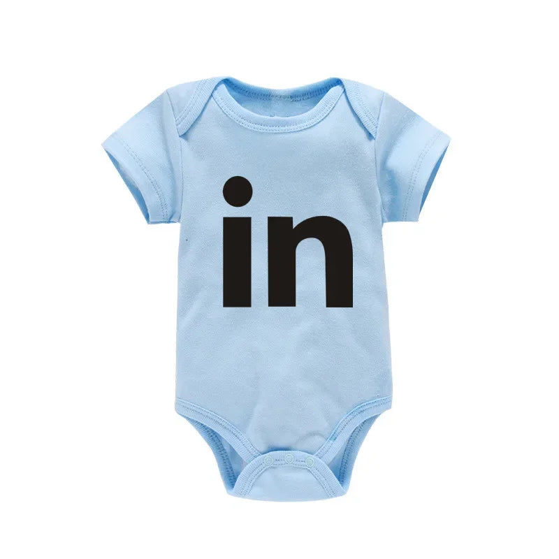 Letter Print Newborn Infant Baby Boys Girls Black Bodysuit Twins Romper Jumpsuit Outfits Hipster Baby Clothes 0-24M