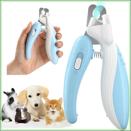 Pet Nail Clippers with Light, Illuminates Bloodline, Safety Trimmer for Dogs Cats Rabbits, Sharp Stainless Steel, No Splitting, Blue