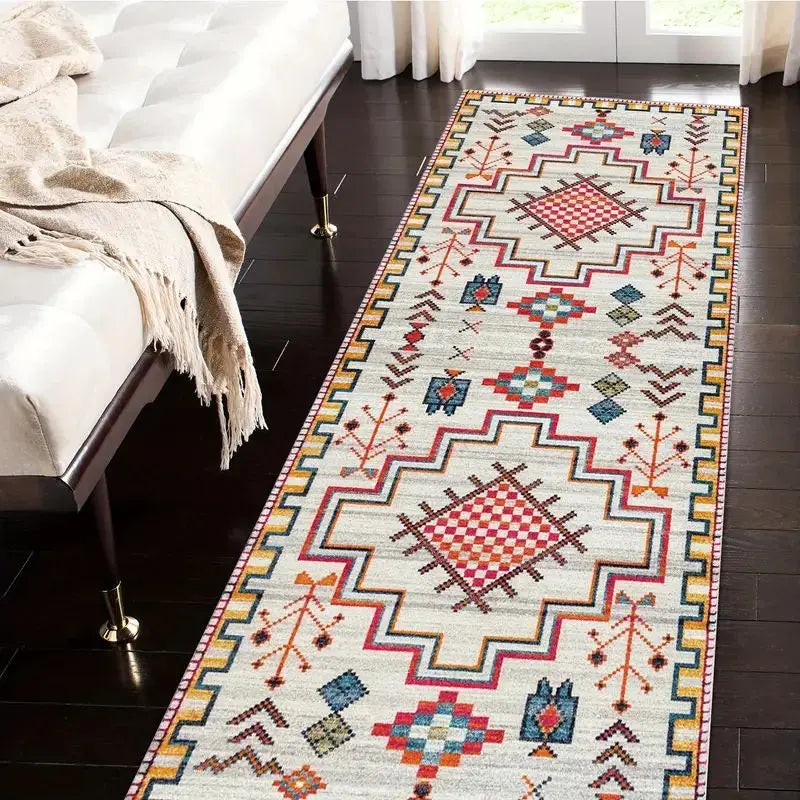 Bohemian Corridor Carpet Geometric Pattern Crystal Velvet Floor Mat Entrance Kitchen Staircase Long Rug Home Decoration