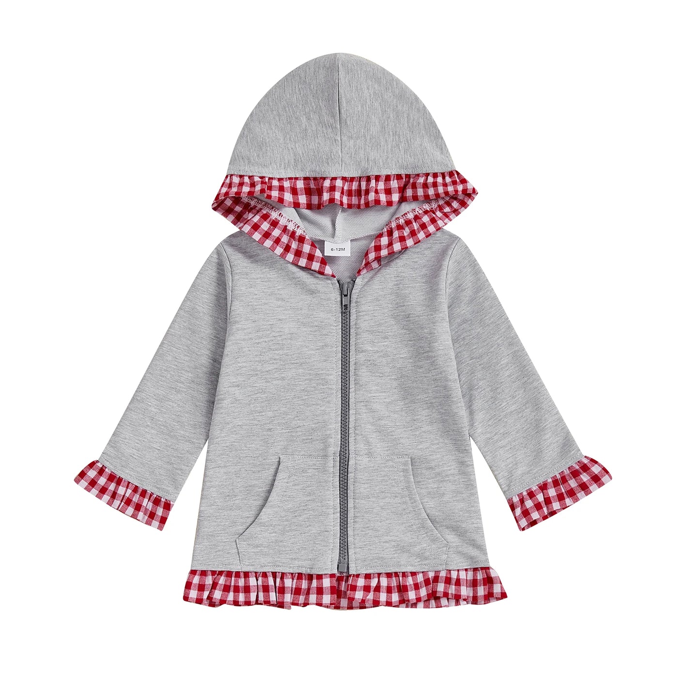 Children s Girls Plaid Hoodie with Zipper Closure Long Sleeve Sweatshirt Jacket for Everyday Casual Wear and Activities