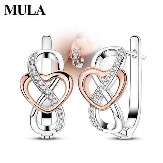 MULA 925 Sterling Silver Hoop Earrings Eternal Infinite Love French Earrings For Women Girls Wedding Party Fashion Jewelry Gifts