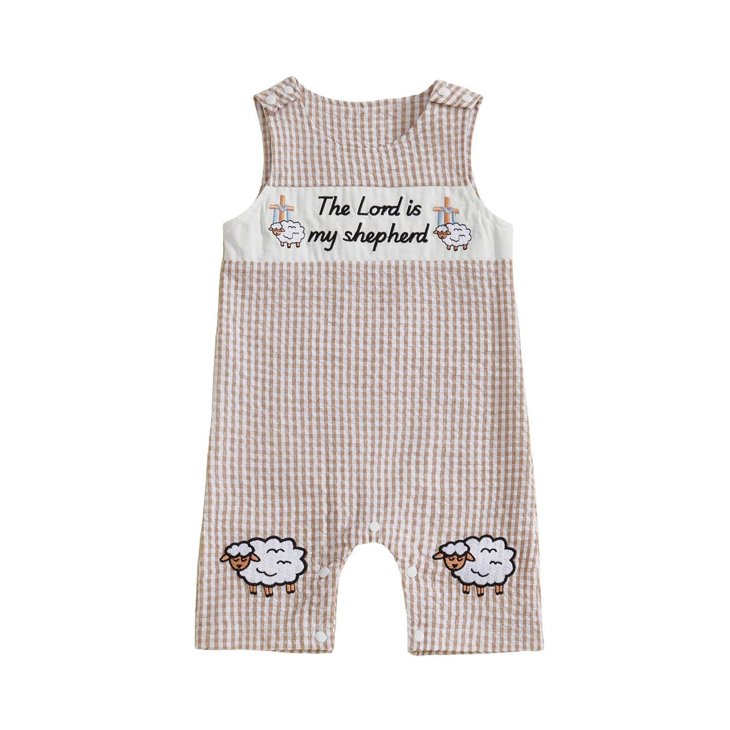 New Baby Boy Romper Cute Embroidered Sleeveless Buttons Short Jumpsuits 2026 Summer Toddler Overalls 0-18M