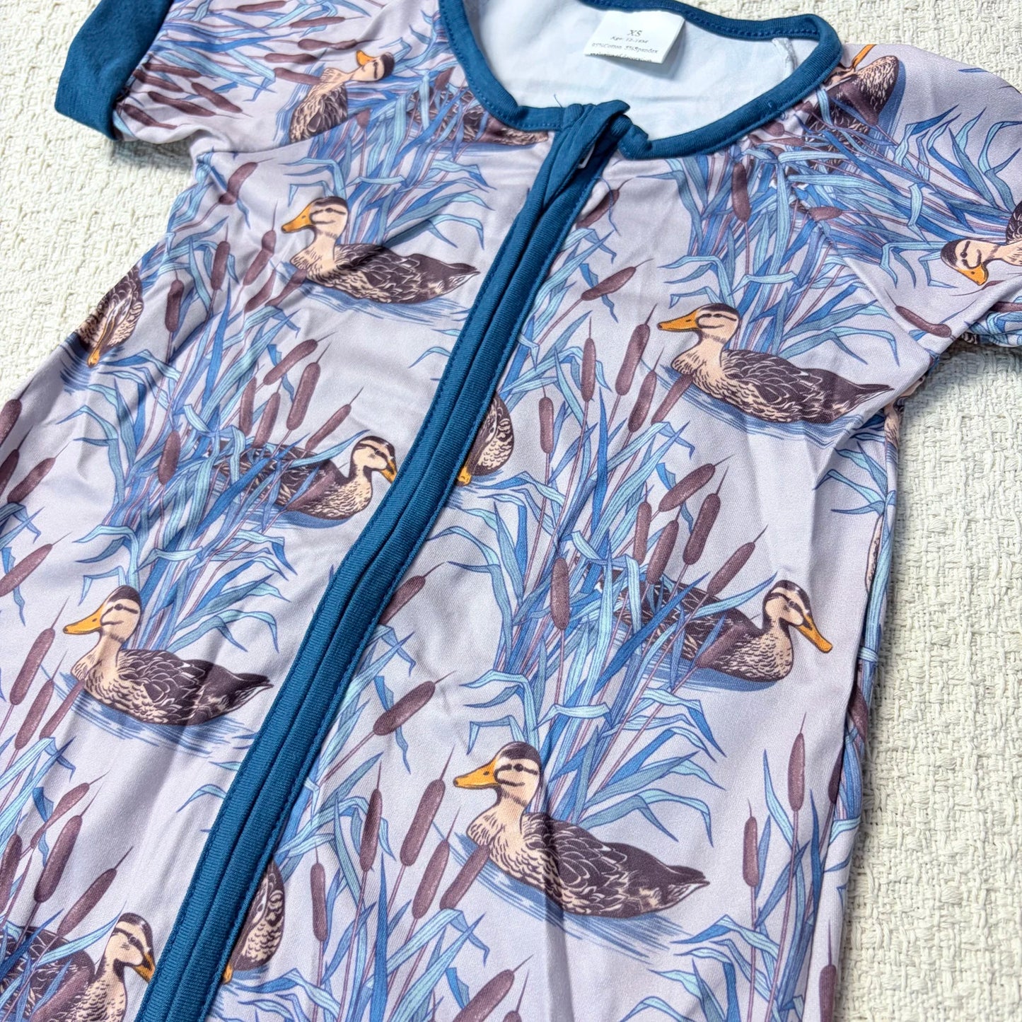 Baby Boy Summer Zipper Romper Short Sleeves Duck Design Sibling Outfit Toddler Clothes Comfortable Casual Wear