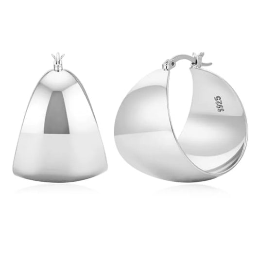 LOUMILEO 24MM Wide Thick Silver Hoop Earrings for Women Lightweight 925 Sterling Silver Hoop Earrings Large Chunky 14K Gold Pla