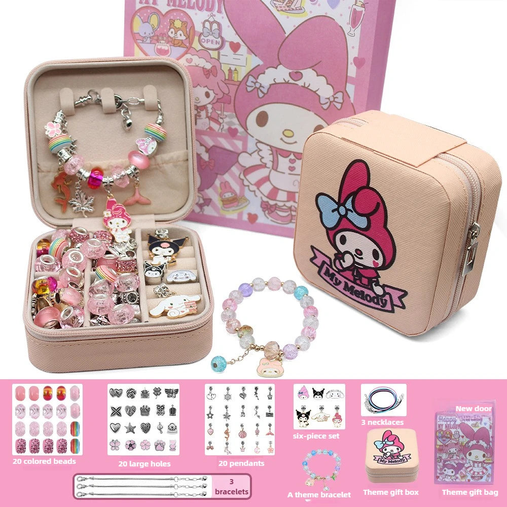 Fashion DIY Bracelet, Beaded Handmade with Cartoon Metal Pendant, Little Girls' Birthday Gift, Kids' Jewelry, Exclusive Discount