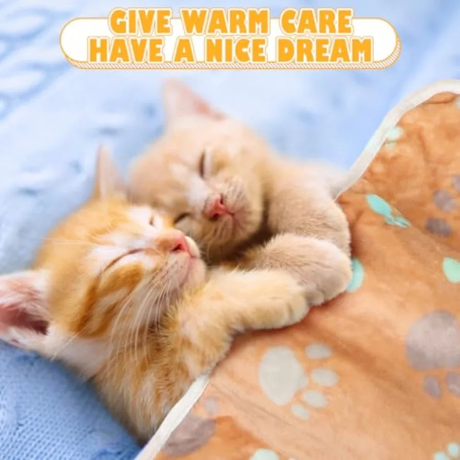 18 Pcs Fleece Pet Blanket Soft Warm Sleep Mat Fluffy Cute Puppy Supplies Paw Bone Star Elephant Dot Heart Print Design Bed Blan