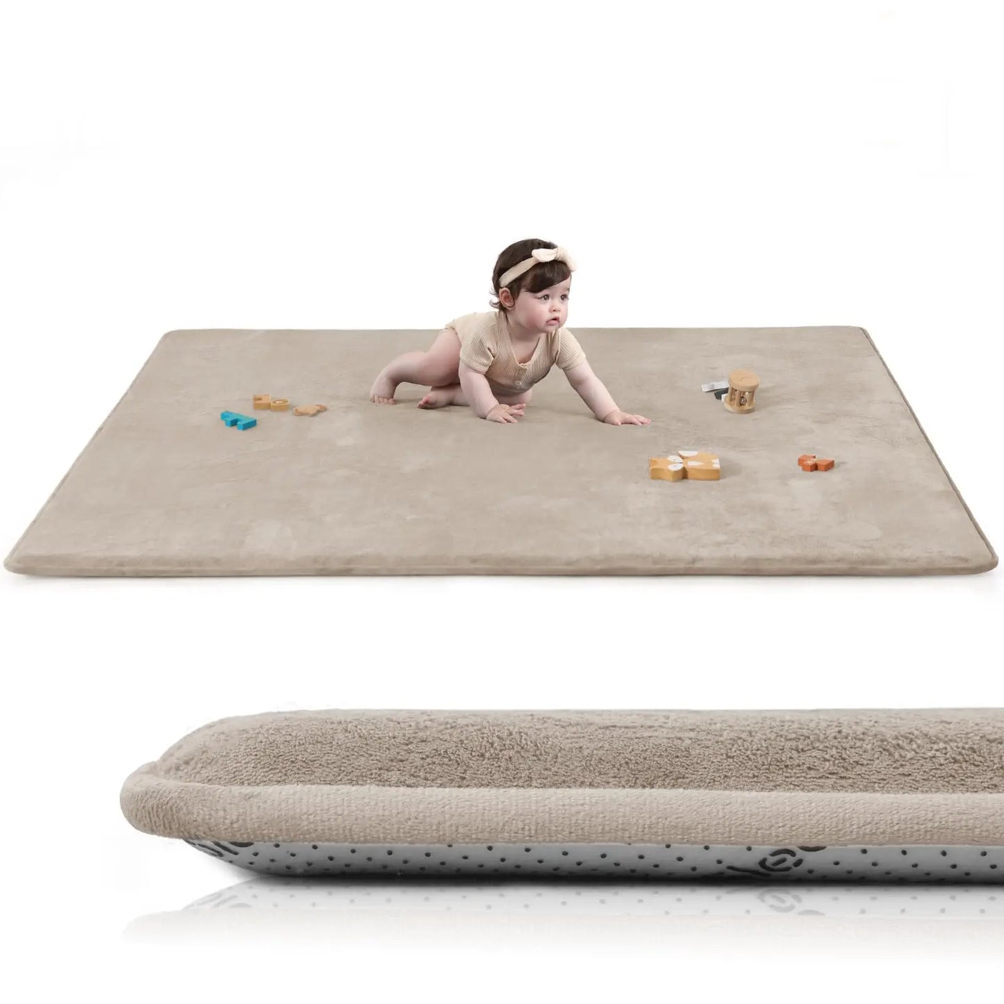 2cm Thick Baby Play Mat for Tummy Time Memory Foam Carpet Large Crawling Soft Velvet Non-Slip Nursery Rug for Floor Kids