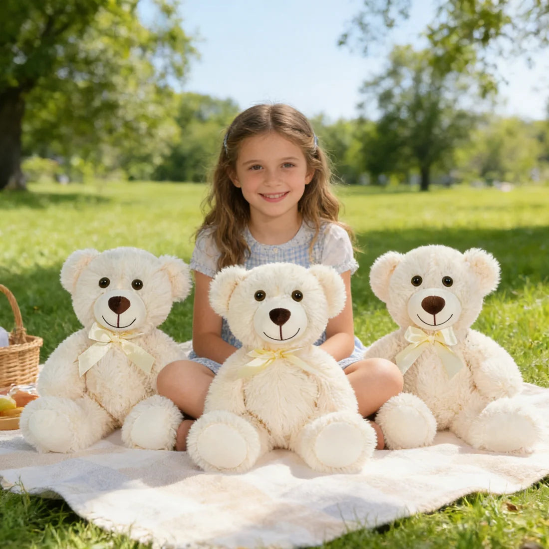 Teddy Bear 13.5 Inch Stuffed Animals Plush Toys 3 Cream Stuffed Bears for Girls Perfect Gift for Girlfriend Birthday Gift Valentine's Gift
