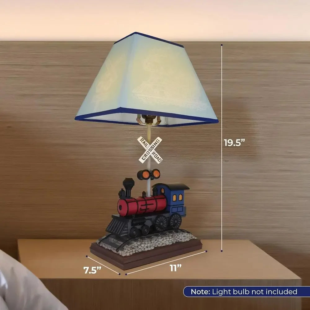 Handcrafted Train-Themed Table Lamp with Matching Night Light - Hand-Painted Accents