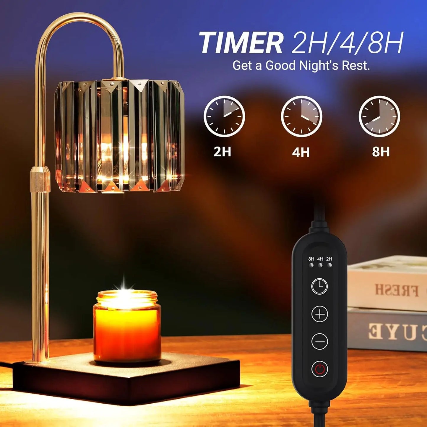 Candle Warmer Lamp with Timer Dimmable Height Adjustable for Home Decor Gift for Women Mom Black