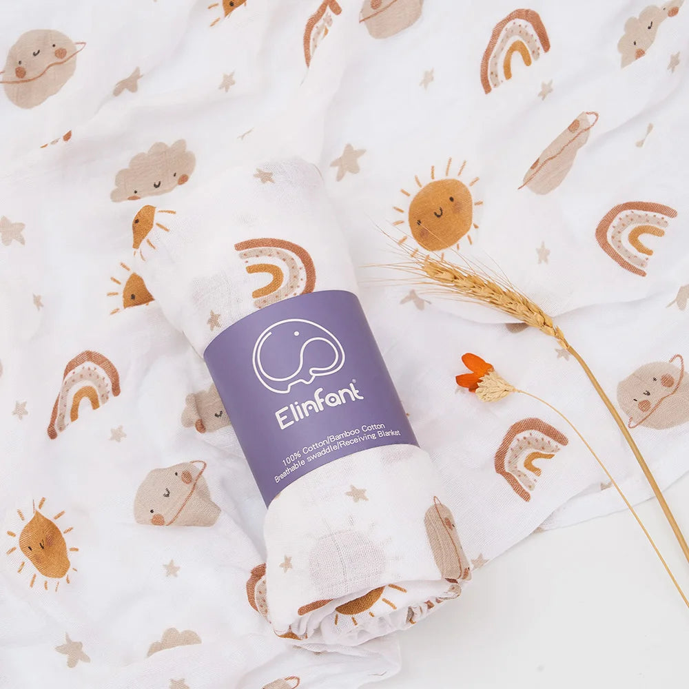 Elinfant Baby Swaddle Blanket All Season Breathable Blankets Newborn Bath Towel Various Patterns Multifunctio Use In Daily Life