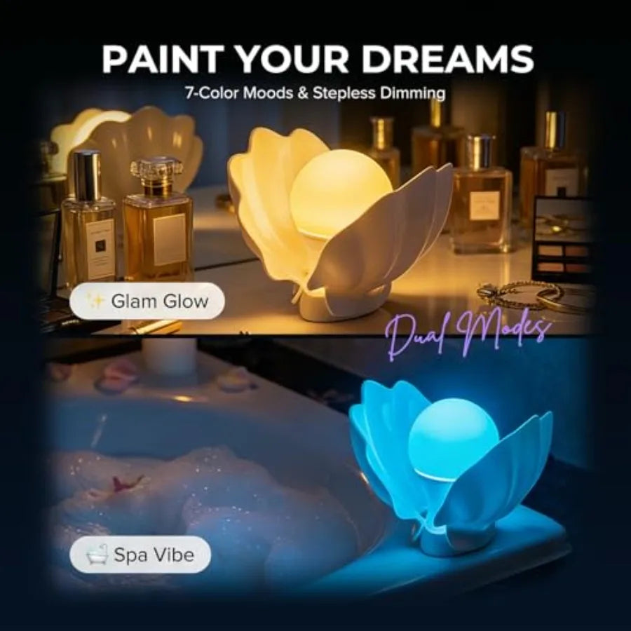 Shell Bedside Table Lamp with Wireless Charger - Stepless Dimmable Nightstand Light for Bedroom and Dorm - Aesthetic Shell Mood