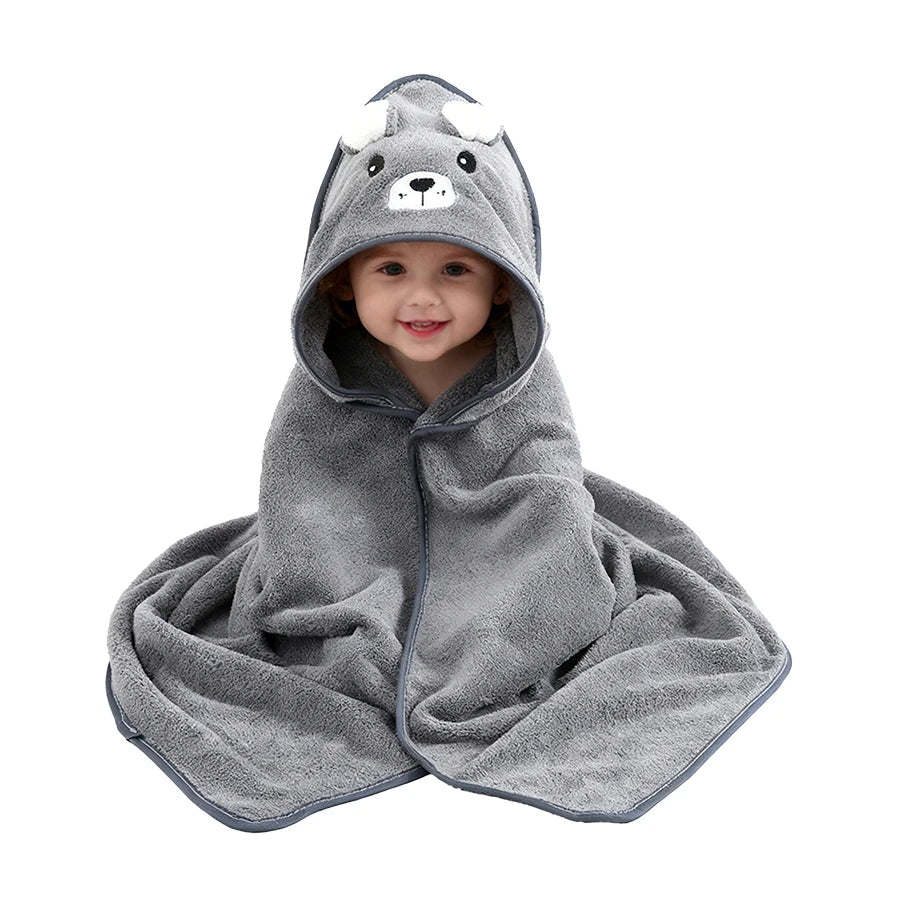 A Soft and Absorbent Baby Bath Towel, Cartoon Design, Thin for Summer, Newborn Bath Towel, a Must-Have for Babies.