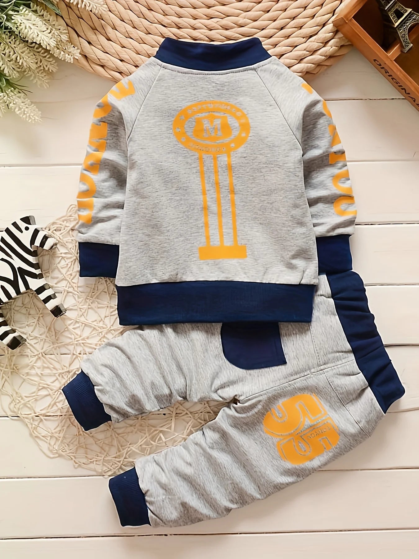 Autumn Toddler Boy Loose Set Digital Printed Coat+T-shirt+Casual Sports Pants 3-Piece Set