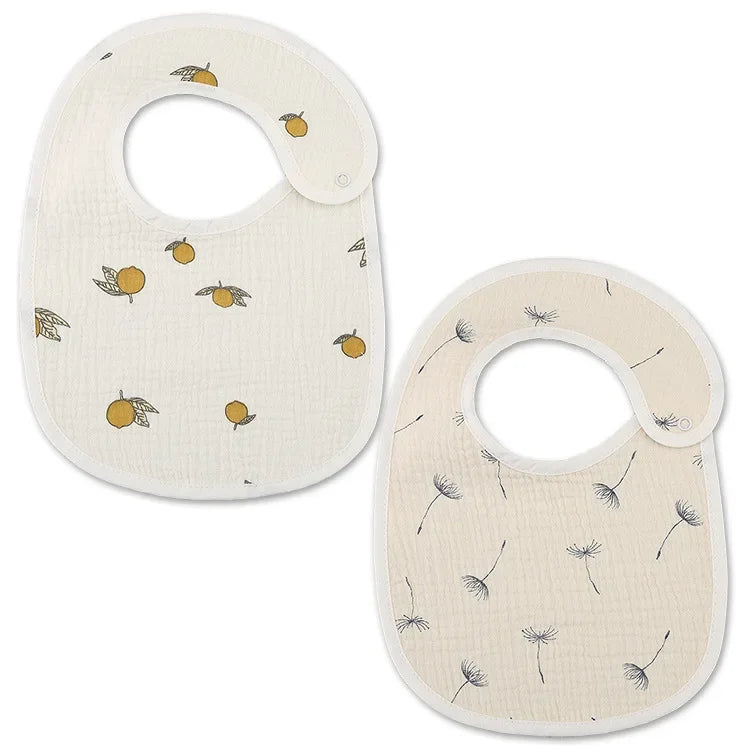 2pcs/set Summer Waterproof Baby Bibs New Cute Cotton Infant Bib Newborn Burp Cloths for Kids Boy Girl Soft Feeding Saliva Towel