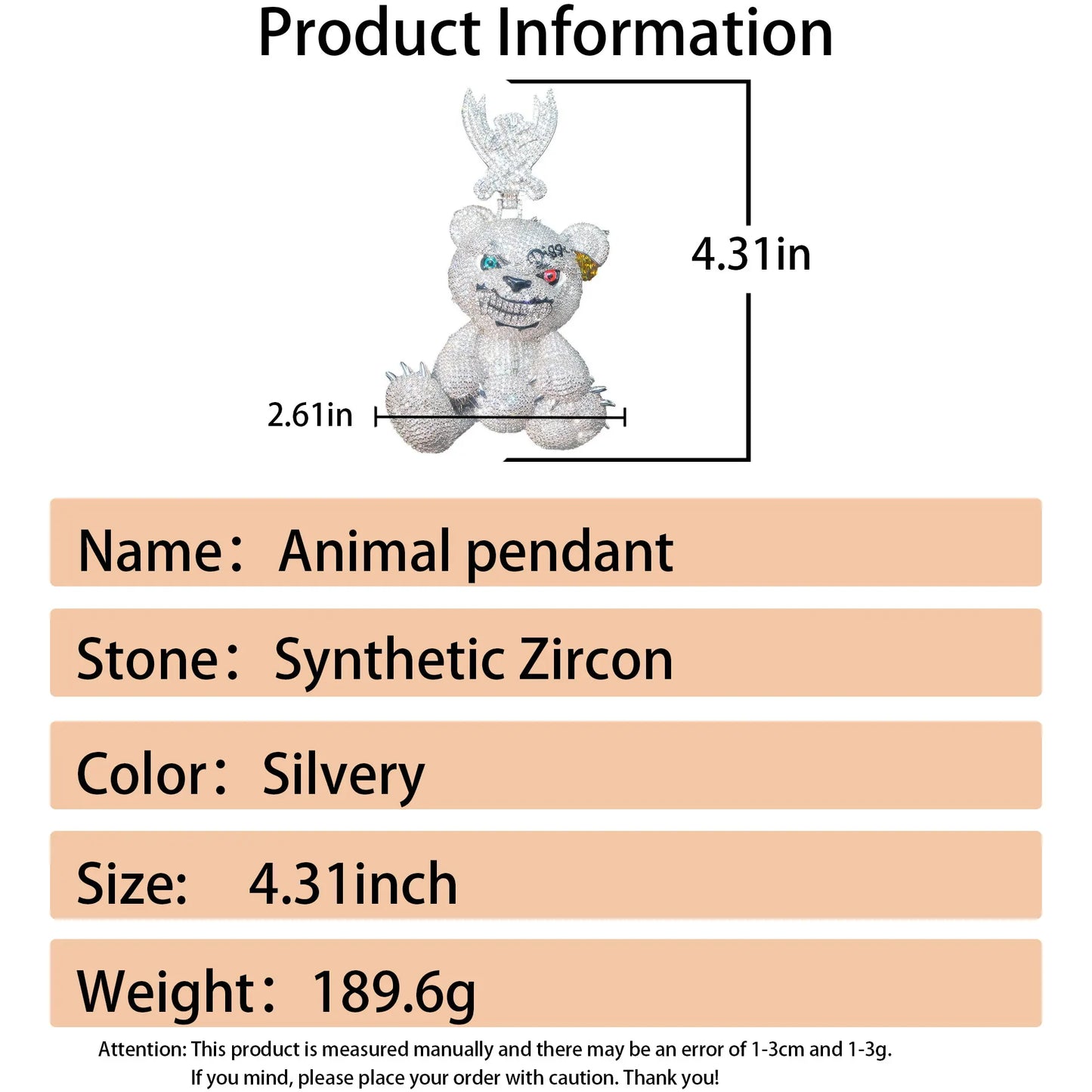 Luxury Hip Hop 3D Full Diamond Angry Cartoon Animal Red Green Enamel Pendant Necklace Round Cutting Rap Singer Pendant Men and Women Fashion Street Party Gift Decorations Birthday Gifts Valentine's Day Gifts Unique Jewelry