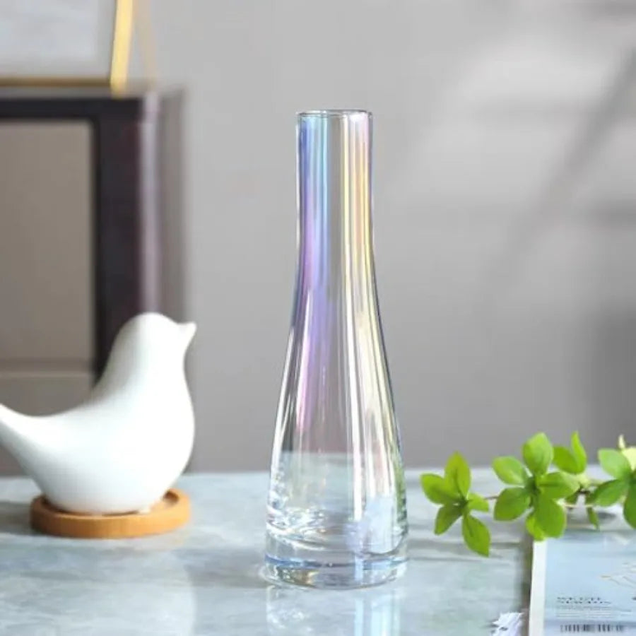 8.3'' Single Flower Vase, Small Glass Bud Vase Clear Single Stem Rose Vase, Colorful Tall Skinny Vases for Flowers Centerpieces
