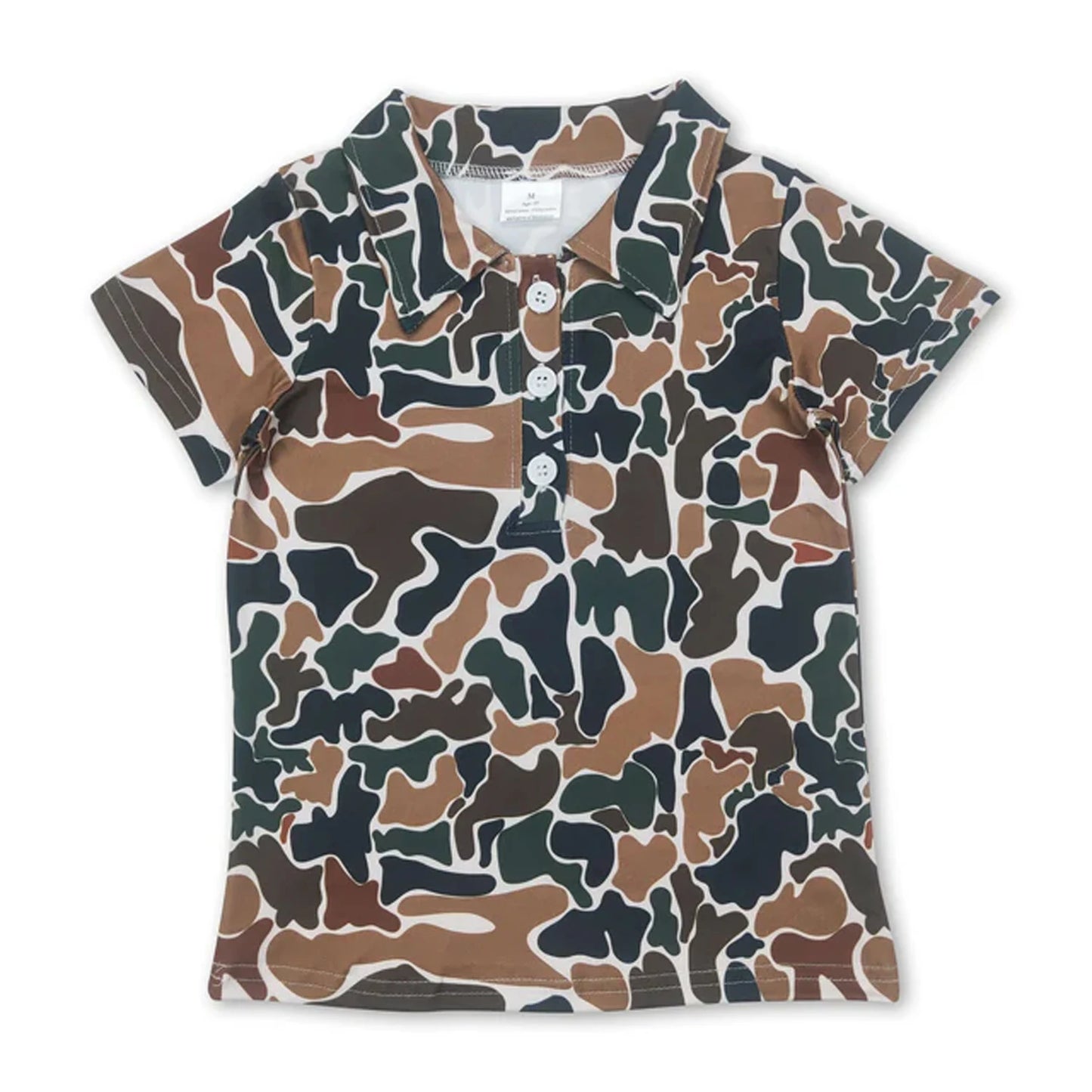 Kids Camo Print Short Sleeve Polo Shirts Soft Stretch Casual Toddler Boys Girls Lapel Tee Summer Children Camouflage Top